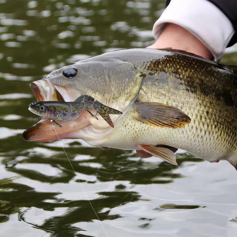 Matymats 6Pcs Pike Fishing Lures, 8 Segmented Multi Jointed, 5.3"