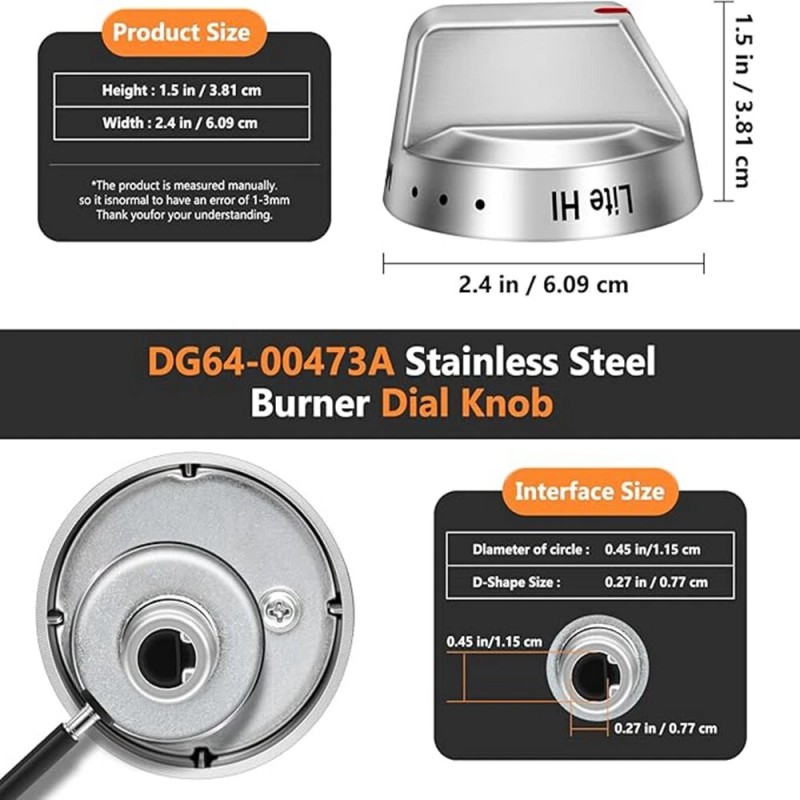 DG64-00473A 5Packs DG64-00473A Top Burner Oven Control Rotary Gas Stove