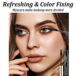 Waterproof Black Mascara - 4D Silk Fiber Extra Long Volumising Colorful Mascara - Thick & Voluminous Lash - Suitable for Sensitive Eye,Smudge-proof Thick for Eye Makeup