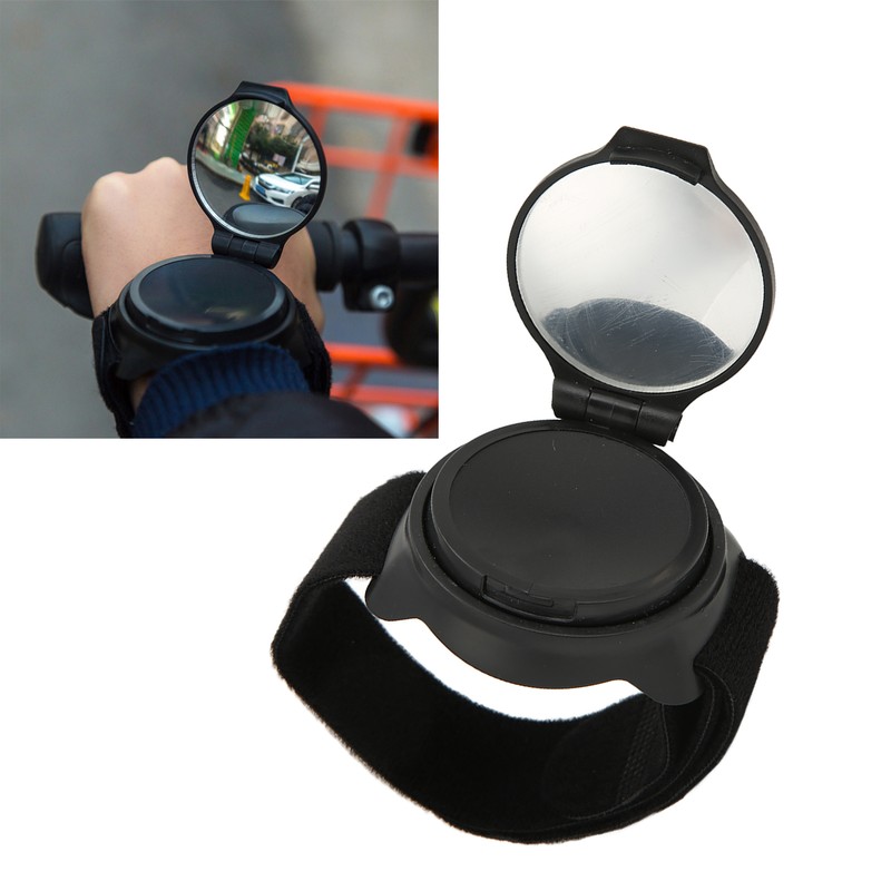 Bicycle Mirror Nylon Wrist Arm Strap Convex Design Black 5cm