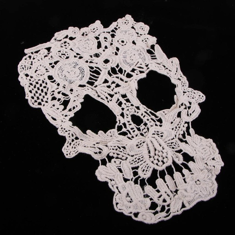 zalati Lace Applique Patch Embroidery Cotton Skull Sewing Badge