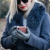 Downholme Touchscreen Leather Cashmere Lined Gloves for Women (Gray, M)