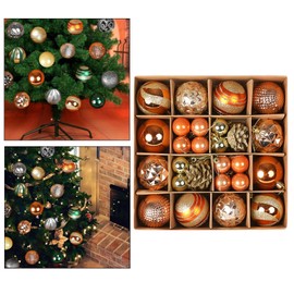 predolo 36Pcs Christmas Balls Christmas Tree Ornaments,Ball Christmas Tree Baubles for Valentine's Day, Orange
