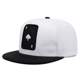 Quanhaigou Snapback Hat for Men Women,Hip Hop Style Colorful Flat Bill Hats Teens Adjustable Baseball Cap, Poker a White, One Size