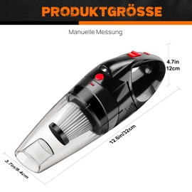 Handstaubsauger Akku 12V, 9500Pa Handstaubsauger mit HEPA Filter, Auto Mini Staubsauger Stark Kabellos mit LED-Licht, Auto Gadget Reinigungsset für Zuhause Tierhaare Wohnmobil (Schnell-Ladegerät)