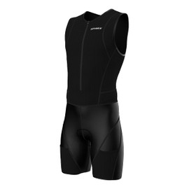 Sparx Men Competitor Triathlon Suit Mens Trisuits | Italian Technical Fabric | Soft Chamois | 4 Pockets | Bike-Swim-Run (Black Seams, 2XL)