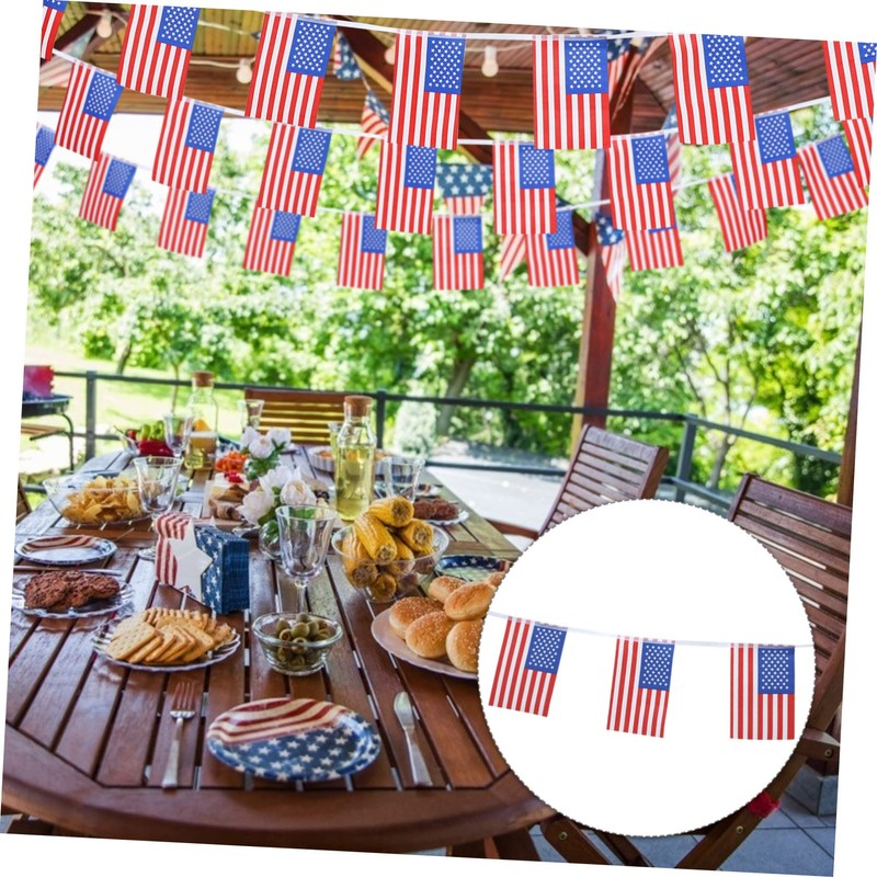 WHAMVOX 1 String American Flag Bunting Decoration Sturdy Independence Day