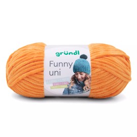 Gründl Funny uni Knitting & Crochet Yarn (Velvety Chenille Yarn Made of 100% Polyester, 100 g/120 m, Needle Size: 5-6, 1 x 100 g), Yellow
