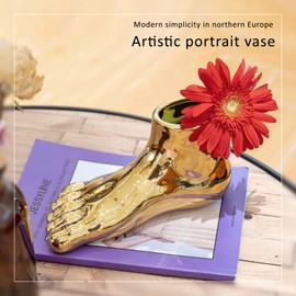 Notakia Unique Flower Vase Statue Home Decor Modern Style Gold Room Decor Accents for Indoor and Outdoor Statue Planter Pots Gold Decor Accents Sculpture Home Decor(Foot Shaped)