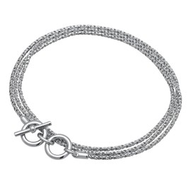 Kuzzoi Silver Bracelet for Men Cord Bracelet (2 mm) Made of 925 Sterling Silver Wrap Bracelet with Distinctive T-Bone Clasp in Vintage Style Length 19 cm, Sterling Silver
