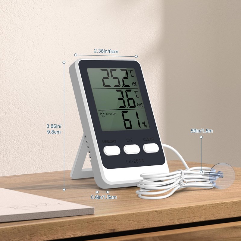 Ankilo Refrigerator Thermometer uk with Probe, Digital Freezer Thermometer Min/Max