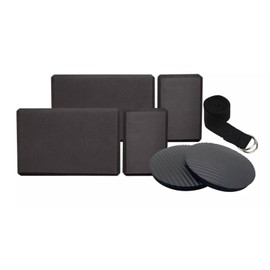 Venbytech for Set of 4 EVA High Density Yoga 2 Yoga Cushion Pads Yoga Strap Black