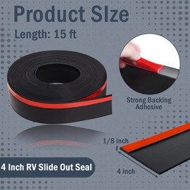 4 Inch RV Slide Out Seal, Weather Stripping Wiper with Tape for Keeping Out Noise and Weather (15Ft)