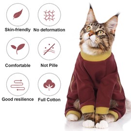 QBLEEV Sticky Hair Cat Clothes, Prevent Fur Shedding Shirts for Cats Only, Kitten Pajamas Costumes Outfits for Daily Wear Parties Photography, Anti-Shed Cat Onesie Recovery Suit for Cat or Small Dogs
