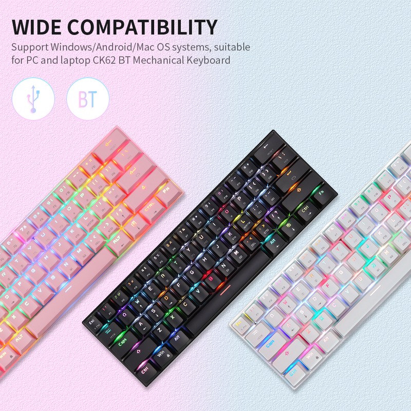 Motospeed CK62 61 Keys RGB Mechanical Keyboard USB Wired BT