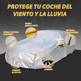 AI-PIKA Cubierta para Auto Universal con Cremallera Antiarañazos, Impermeable, Antipolvo, Antilluvia y Anti-UV - Lona de Uso General para Automóviles 