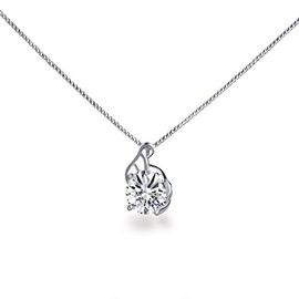 Beautiful Sd, Fine Chain Necklace with a sparkling cubic zirconia 8 mm Pendant and 925 Rhodium-Plated Silver