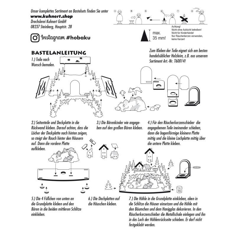 Drechslerei Kuhnert Smoke House Bear Cave Craft Kit