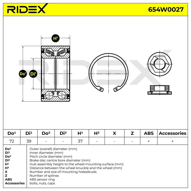 RIDEX Wheel Bearing Set 654W0027 Front Both Sides 2 Hatchback