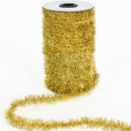 180 Feet Gold Thin Tinsel Garland Ribbon Glitter Thin Metallic Tinsel Garland Tinsel Wire Christmas Ribbon for Christmas Tree Wrapping Birthday Family Party Wedding Decorations