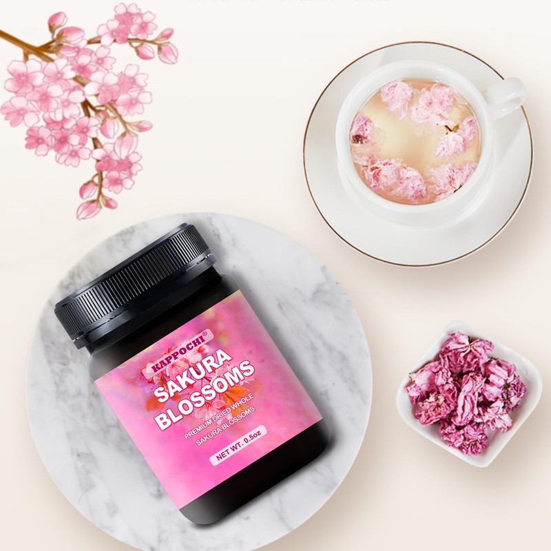 Dried Whole Cherry Blossoms, 0.5oz(14.0g), Natural Dried Sakura Blossoms for