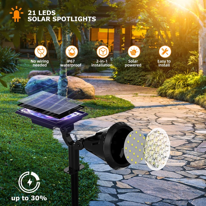XTGTP Solar Spot Lights Outdoor, 21 LEDs Solar Outdoor Lights