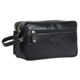 bruno banani Genuine Leather Toiletry Bag for Men and Women - 021128, black