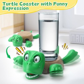 Turtle Cup Holder, Turtle Coaster Funny with Screaming Expression Designs Funny Coasters Desk Table Ornament for Office Home Bar Accessories & Unique Gift for Friends Tool