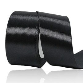Black Satin Ribbon 2 Inch, 25 Yards Black Satin Fabric Ribbons for Floral Bouquets, Gift Wrapping, Hair Bows Making, Invitations, Birthday, Wedding Party and Christmas Decorations