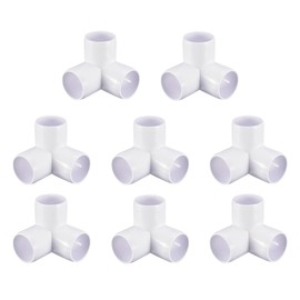 uxcell 8Pack 3 Way PVC Fittings, 1-1/4 Inch PVC Pipe Fitting Connectors for Building Furniture DIY PVC Shelf Garden Support, White