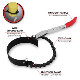 Performance Tool W54060 Chain/Band Filter Wrench, Chain Wrench | 2-3/4 to 4-1/2-Inch