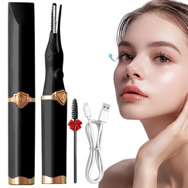 PTOSO Heated Eyelash Curler for Women - 2025 New Electric Eyelash Curler for Instant Glam, Heated Lash Curler - USB Rechargeable 3 Heat Modes Natural Curling 24H Long Lasting Makeup Tool (Gold Black)