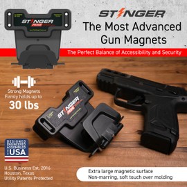 Stinger Magnetic Gun Mount Rack w/Trigger Guard Protection, Gun Holder Conceal in Car, Truck, Vehicle, Desks, Safes, Walls, Gun Magnet for Handgun Rifle Shotgun Pistol Revolver (Prime Black 1Pack)
