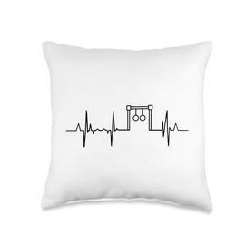 Gymnastic Rings Cardiogram Heart Rate Throw Pillow