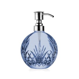 Godinger Soap Dispenser with Pump, Crystal Glass Lotion Dispenser, Bathroom and Kitchen Liquid Soap Dispenser - Dublin Collection, Blue