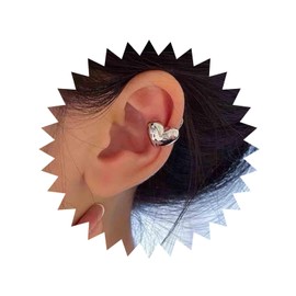 Aneneiceera Vintage Heart Cuff Clip Earrings Silver Love Heart Ear Cuff Earrings Double Heart Earrings Non Pierced Clip on Earrings Jewelry for Women