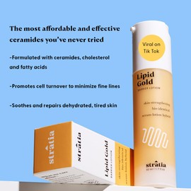 Stratia Lipid Gold Skin-Strengthening Ceramide Moisturizer with Niacinamide, Hydrates & Soothes All Skin Types, 1.7 Fl Oz