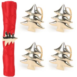 Christmas Concepts® Set of 4 Gold Napkin Rings – Luxury Christmas Serviette Holders – Table Settings (Tree)