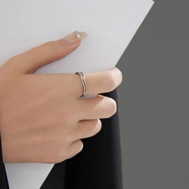 VQYSKO Triple Interlocked Rolling Ring for Women-Stainless Steel Stacking Cross Rings in Silver/Gold/Rose gold Minimalist Promise Ring for Love/Engagement/Wedding, Size 4-12 (Silver, 8)