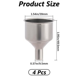 GORGECRAFT 4Pcs Stainless Steel Funnel 2x1.5 Inch Small Metal Kitchen Oil Jar Funnel Multipurpose Refillable Spices Liquids Containers Funnels for Miniature Bottles Essential Oils Spices Liquids