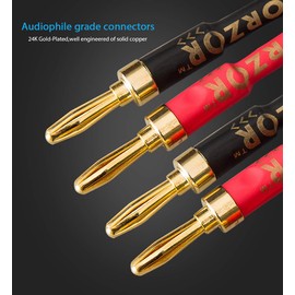 JORZOR 1 Pack 10AWG Speaker Cable,with Gold Plated Banana Plug,Oxygen Free Copper (1 Pack （10FT）)