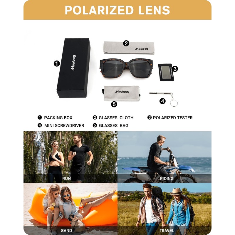 Meeloog Polarized Fit Over Glasses Sunglasses for Women UV Protection,