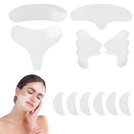 11 Stück Anti Falten Pads Silikon, Wiederverwendbare Silikon-Patches, Facial Patches Anti Aging, Anti Fein Linien Aufkleber für Hals, Stirn, Augen, Wangen, Brust