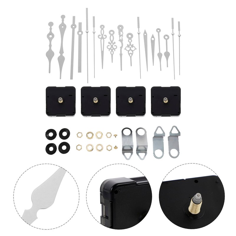 DOITOOL 4Pcs Quartz s Non-Ticking Silent Clock Mechanism with 16