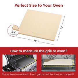 ROCKSHEAT Pizza Stone, Cordierite Pizza Pan for Oven Grill and BBQ, Rectangular Large 15" × 12" Baking Stone for Bread, Thermal Shock Resistant, Durable Cooking Stone