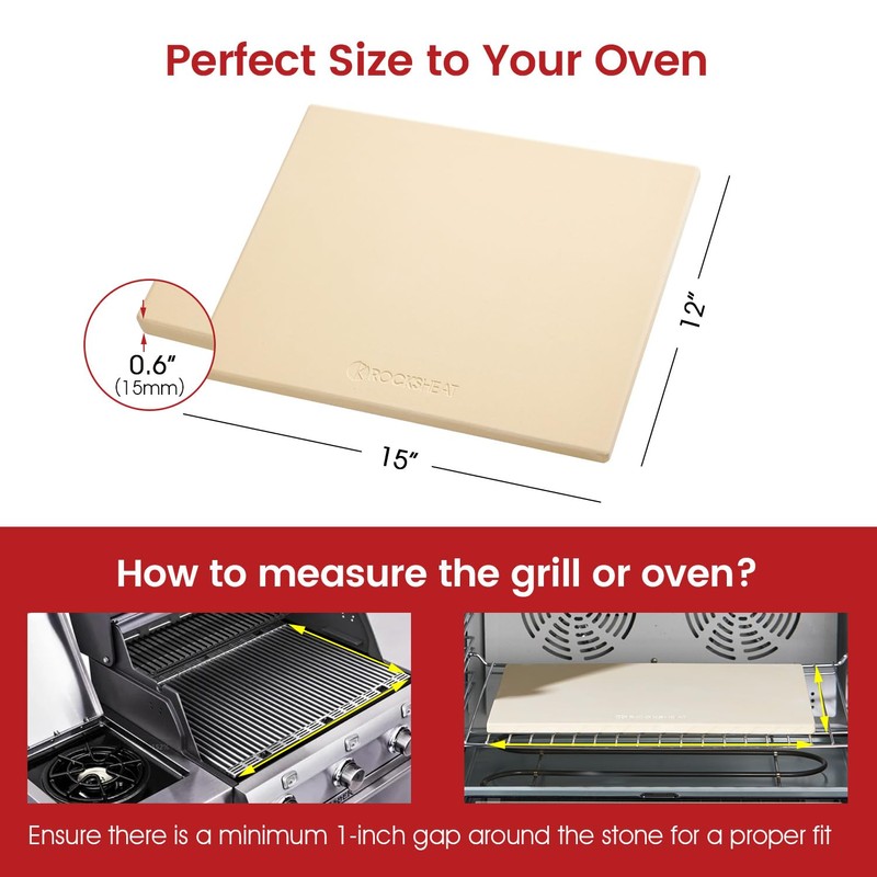 ROCKSHEAT Pizza Stone, Cordierite Pizza Pan for Oven Grill and