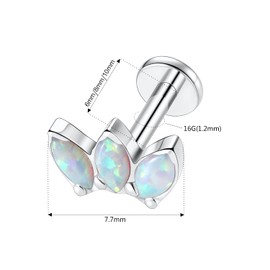 hengkaixuan 16G opal Cartilage Tragus Earrings G23 Titanium Studs Earrings Women Girls Conch Helix Tragus Piercing