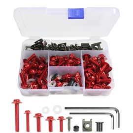 SUJADE 177PCS M5 M6 Motorcycle Windscreen Screws,Universal Motorcycle Fairing Screws (Red)