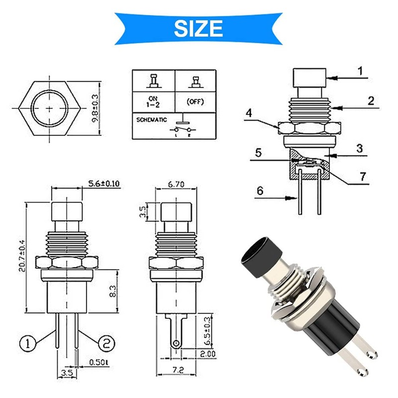 Gebildet 24 pieces 7 mm mini momentary push button, SPST