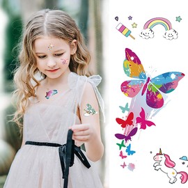 Tattoo for Children's Tattoos, 200 Pieces Unicorn Girls Perfect for Children's Birthday Party Bags, Tattoos Girls Skin-friendly Temporary Children's Tattoos
